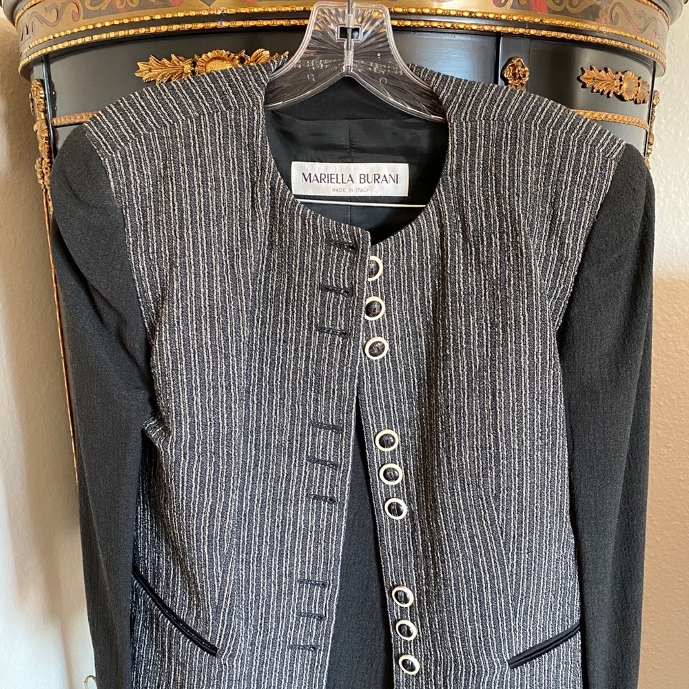 Vintage MARIELLA BURANI Grey Pattern Blazer&Skirt